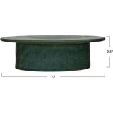 Creative Co-Op Stoneware Pedestal, Matte Green Reactive Glaze Decorative Accents, 12" L x 12" W x 4" H