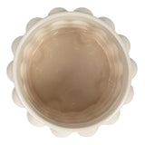 Creative Co-Op 8.25 Inches Round Stoneware Canister with Raised Dots and Acacia Wood Lid, White and Natural