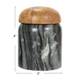 Creative Co-Op Modern Marble Canister with Wood Lid, Natural