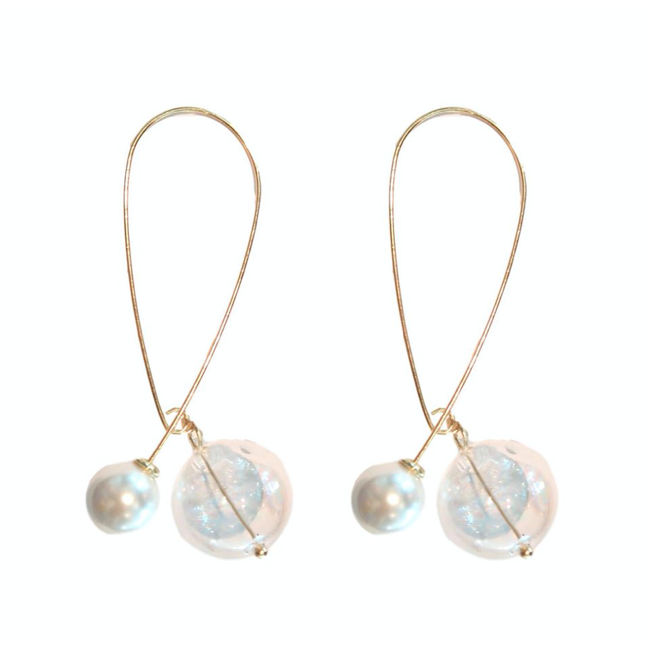 Pearl and Glass Statement Threader Earrings