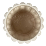 Creative Co-Op 8.25 Inches Round Stoneware Canister with Raised Dots and Acacia Wood Lid, White and Natural