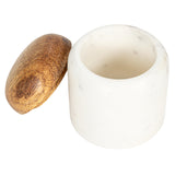 Creative Co-Op Modern Marble Canister with Wood Lid, Natural