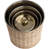 Creative Co-Op Rattan Wrapped Stainless Steel Canisters, Set of 4, Brass Finish