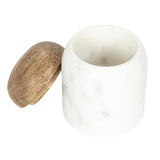 Creative Co-Op Modern Marble Canister with Wood Lid, Natural