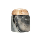 Creative Co-Op Modern Marble Canister with Wood Lid, Natural