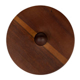 Creative Co-Op 8.25 Inches Round Stoneware Canister with Raised Dots and Acacia Wood Lid, White and Natural