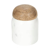 Creative Co-Op Modern Marble Canister with Wood Lid, Natural