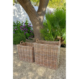 Set of 2 Square Rattan Baskets