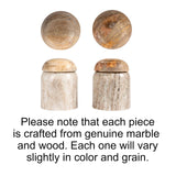 Creative Co-Op Modern Marble Canister with Wood Lid, Natural