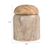 Creative Co-Op Modern Marble Canister with Wood Lid, Natural