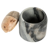 Creative Co-Op Modern Marble Canister with Wood Lid, Natural