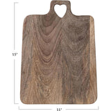 Creative Co-Op Mango Wood Cheese/Cutting Board with Heart Shaped Handle, Natural