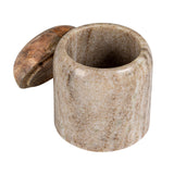 Creative Co-Op Modern Marble Canister with Wood Lid, Natural
