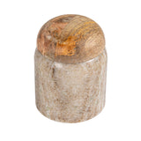 Creative Co-Op Modern Marble Canister with Wood Lid, Natural
