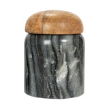 Creative Co-Op Modern Marble Canister with Wood Lid, Natural