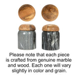 Creative Co-Op Modern Marble Canister with Wood Lid, Natural