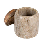 Creative Co-Op Modern Marble Canister with Wood Lid, Natural