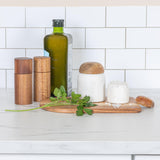Creative Co-Op Modern Marble Canister with Wood Lid, Natural