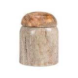 Creative Co-Op Modern Marble Canister with Wood Lid, Natural