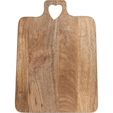 Creative Co-Op Mango Wood Cheese/Cutting Board with Heart Shaped Handle, Natural