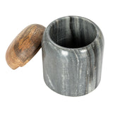 Creative Co-Op Modern Marble Canister with Wood Lid, Natural