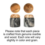 Creative Co-Op Marble and Mango Wood Pinch Pot with Lid, White and Natural