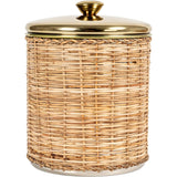 Creative Co-Op Rattan Wrapped Stainless Steel Canisters, Set of 4, Brass Finish