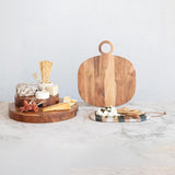 Creative Co-Op Oval Acacia Wood Oval Cheese and Cutting Board with Handle, Natural