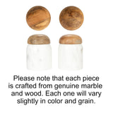 Creative Co-Op Modern Marble Canister with Wood Lid, Natural
