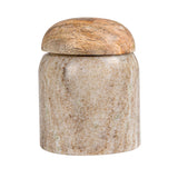 Creative Co-Op Modern Marble Canister with Wood Lid, Natural