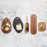 Creative Co-Op Oval Wood Charcuterie Handle, Gray Cheese/Cutting Board