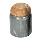 Creative Co-Op Modern Marble Canister with Wood Lid, Natural