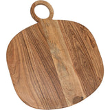 Creative Co-Op Oval Acacia Wood Oval Cheese and Cutting Board with Handle, Natural