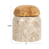 Creative Co-Op Modern Marble Canister with Wood Lid, Natural