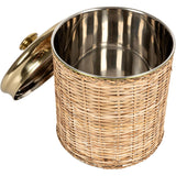 Creative Co-Op Rattan Wrapped Stainless Steel Canisters, Set of 4, Brass Finish