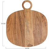 Creative Co-Op Oval Acacia Wood Oval Cheese and Cutting Board with Handle, Natural