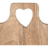 Creative Co-Op Mango Wood Cheese/Cutting Board with Heart Shaped Handle, Natural
