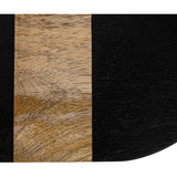 Creative Co-Op Oval Mango Wood Cheese and Cutting Board with Stripes and Handle, Black and Natural