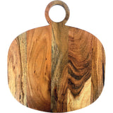 Creative Co-Op Oval Acacia Wood Oval Cheese and Cutting Board with Handle, Natural