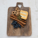 Creative Co-Op Mango Wood Cheese/Cutting Board with Heart Shaped Handle, Natural