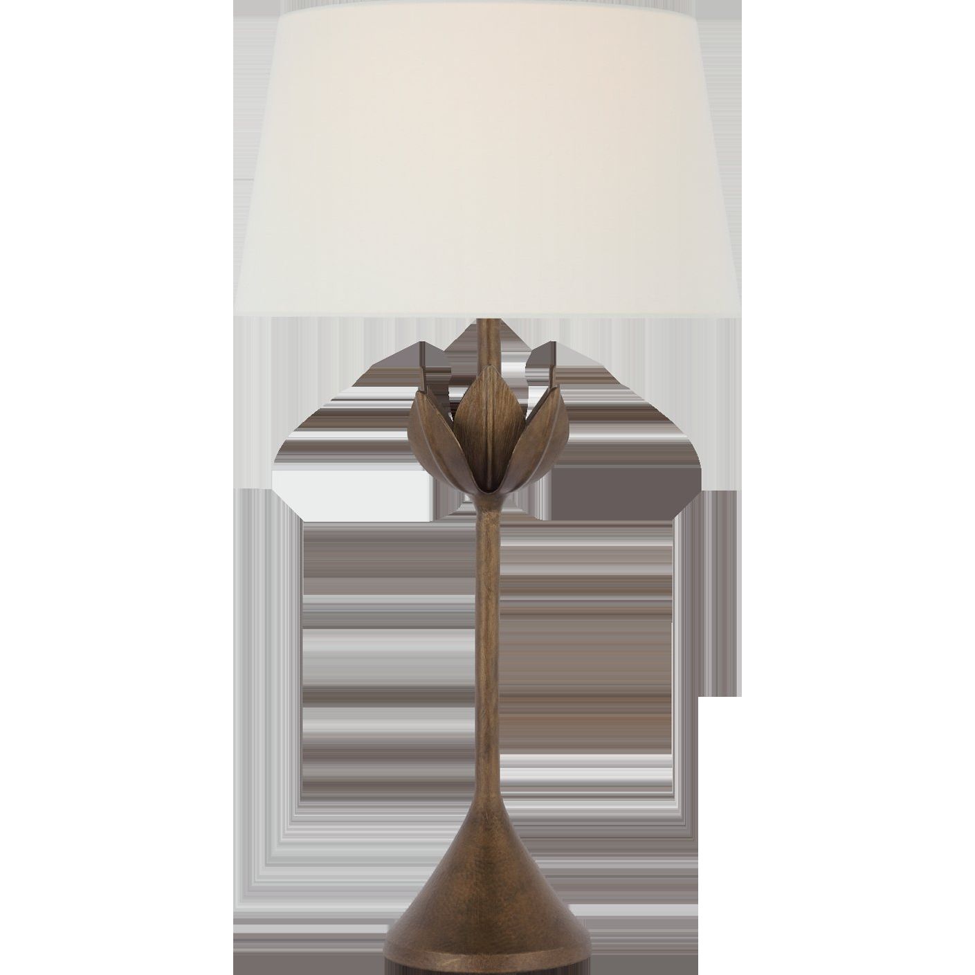 Featuring Alberto Large Table Lamp Antique Bronze Leaf by Visual Comfort at Amethyst Home. The Alberto by Julie Neill pays homage to artist Diego Giacometti through elegant floral forms. Flowers, alone or in groups, bloom with intricate petals that explore the beauty of plaster as a sculptural material lending itself to this down-to-earth texture completed by a variety of metallic. Amethyst Home provides interior design, new construction, custom furniture, and area rugs in the Charlotte metro area