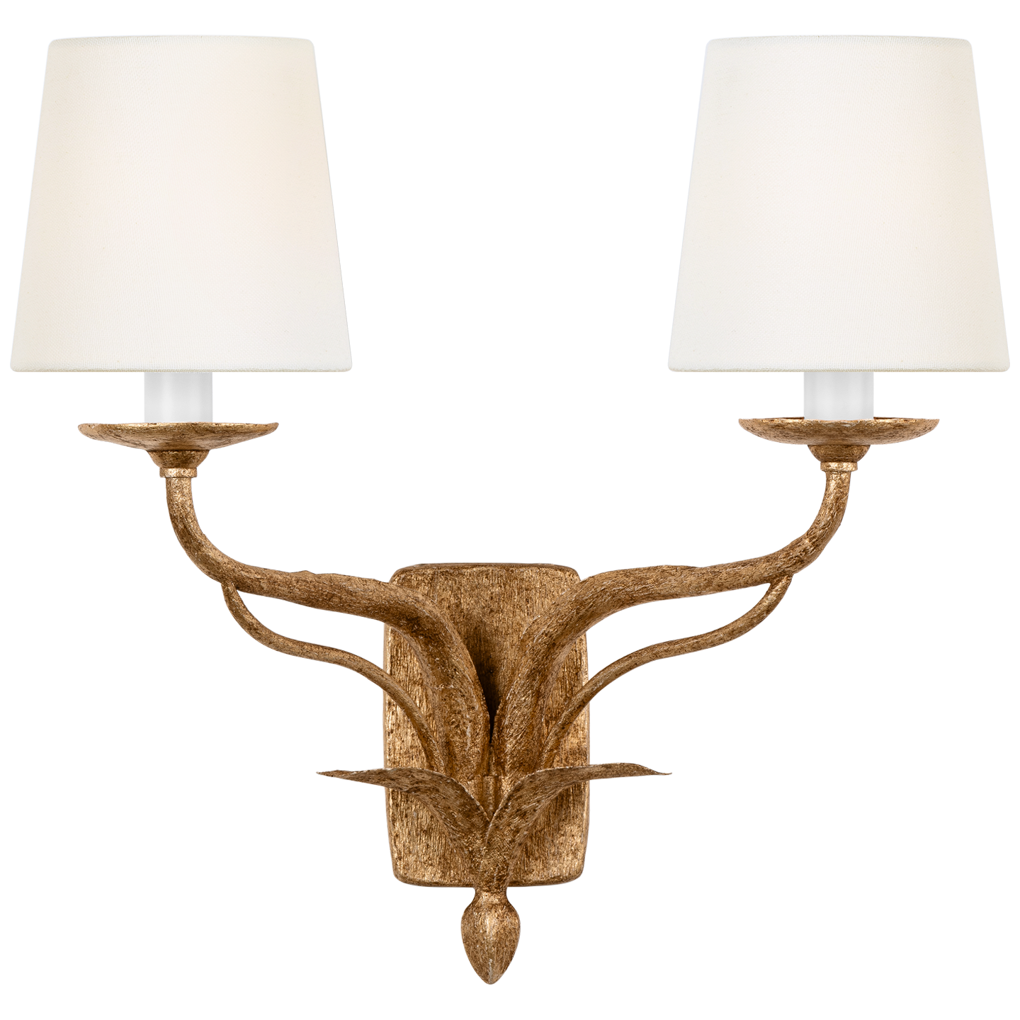 Featuring Amalfi 15" Double Sconce Milano Gold by Visual Comfort at Amethyst Home. Illuminate your space with the elegant Amalfi 15" Double Sconce Milano Gold. This luxurious sconce adds a touch of opulence to any room, creating a warm and inviting atmosphere. With its sophisticated design and stunning Milano Gold finish, this sconce is the perfect addition to elevate your space to ne. Amethyst Home provides interior design, new construction, custom furniture, and area rugs in the Miami metro area