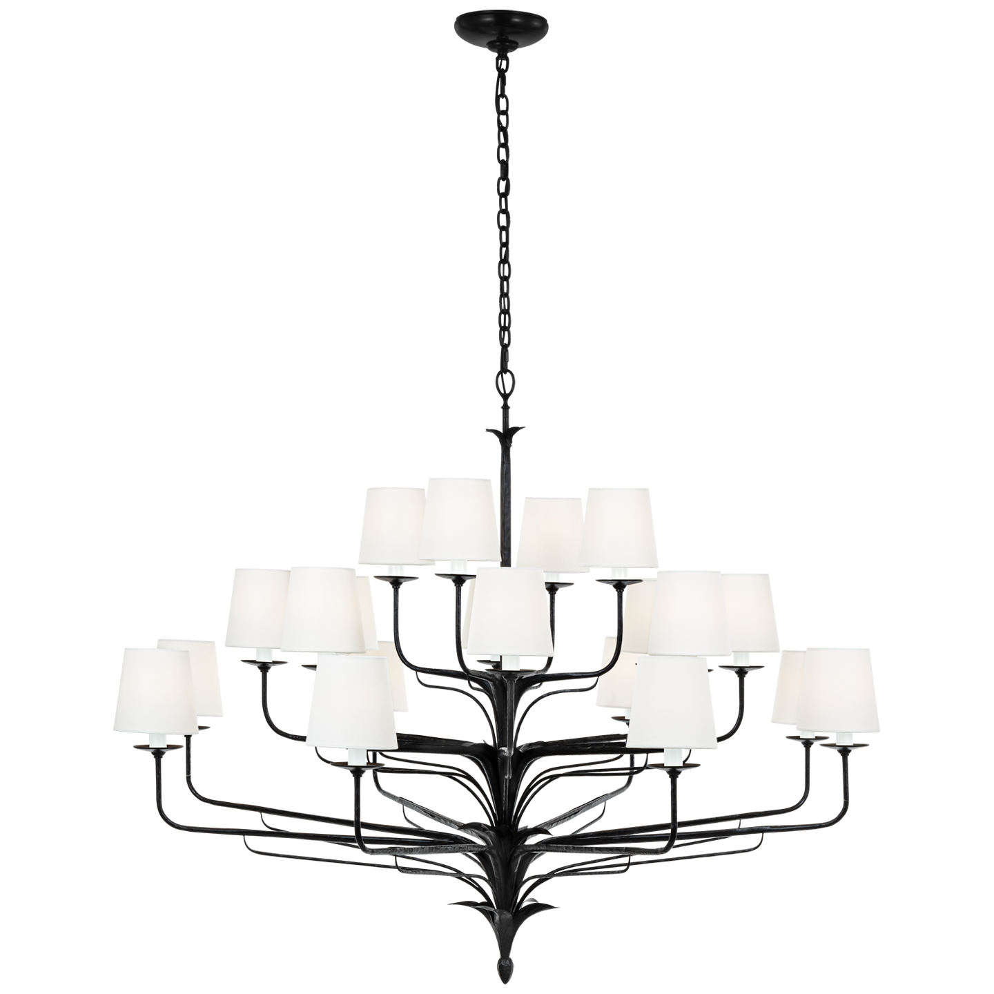 Featuring Amalfi 50" Three-Tiered Chandelier Waxed Black by Visual Comfort at Amethyst Home. Illuminate your space with the Amalfi 50" Three-Tiered Chandelier in Waxed Black. The sophisticated chandelier adds a touch of luxury to any room, casting cascading light and creating an elegant ambiance. Elevate your decor with this exclusive and tasteful piece inspired by the world of ar. Amethyst Home provides interior design, new construction, custom furniture, and area rugs in the Calabasas metro area