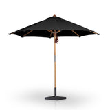 Baska Outdoor Round Umbrella - Fine Sanded Teak-Fsc / Arashi Black - Arashi Black