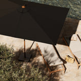 Baska Outdoor Rectangular Umbrella - Fine Sanded Teak-Fsc / Arashi Black - Arashi Black | shipping 10/25/2026