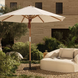 Baska Outdoor Round Umbrella - Fine Sanded Teak-Fsc / Arashi Salt - Arashi Salt | shipping 07/31/2026