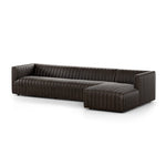 Featuring Augustine Deacon Wolf 2-Piece Sectional by Four Hands at Amethyst Home. A dramatically channeled sofa wrapped in a dark top-grain leather creates a mature, clean look inspired by modern menswear. Two-piece sectional with right arm-facing chaise, perfectly sized for smaller spaces.Left ChaiseOverall Dimensions: 126.00"w x 64.00"d x 26.50"hWeight: 189.59 lbsRight ChaiseOveral. Amethyst Home provides interior design, new construction, custom furniture, and area rugs in the Boston metro area