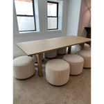 Made from light-finished pine, tapered legs and thick stretchers speak to the Swedish inspiration behind this 10-person dining table. Arched base cutouts soften a clean rectangular tabletop.Overall Dimensions: 42"W x 96"L x 30"HCollection: CordellaColors: Aged Light PineMaterials: Solid PineWeight: 131. Amethyst Home provides interior design, new home construction design consulting, vintage area rugs, and lighting in the Alpharetta metro area.