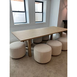 Made from light-finished pine, tapered legs and thick stretchers speak to the Swedish inspiration behind this 10-person dining table. Arched base cutouts soften a clean rectangular tabletop.Overall Dimensions: 42"W x 96"L x 30"HCollection: CordellaColors: Aged Light PineMaterials: Solid PineWeight: 131. Amethyst Home provides interior design, new home construction design consulting, vintage area rugs, and lighting in the Alpharetta metro area.