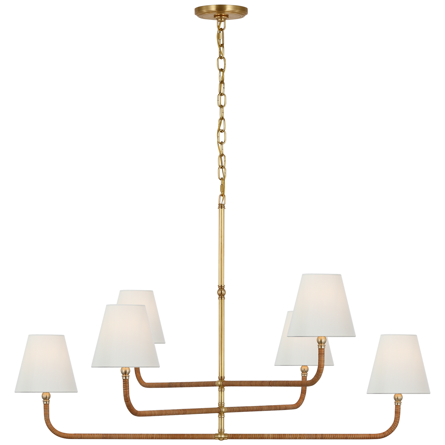 Featuring Basden Extra Large Three Tier Chandelier Antique-Burnished Brass and Natural Rattan by Visual Comfort at Amethyst Home. Introduce opulence into your space with the Basden Extra Large Three Tier Chandelier. Crafted from antique-burnished brass and natural rattan, this exquisite chandelier exudes elegance and sophistication. The three tiers add dimension and grandeur to a. Amethyst Home provides interior design, new construction, custom furniture, and area rugs in the Des Moines metro area